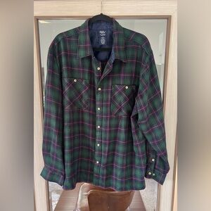 John Blair Shirt Mens XL Multicolor Flannel Plaid Button Up Outdoor Shirt